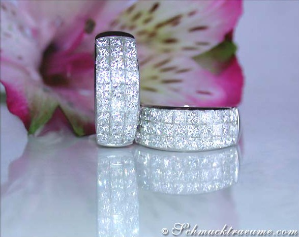 Prinzessin-Diamant-Ohrschmuck in Weißgold 750, detailreich gestaltet, elegant und luxuriös