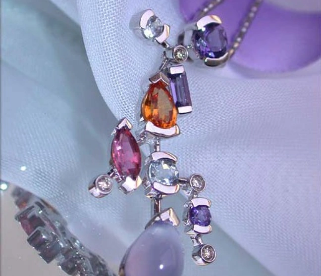 Feinster Multicolor Edelstein Brillanten Anhänger - Image 1 Feinster Multicolor Edelstein Brillanten Anhänger - Image 1