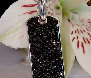 Schwarz Diamanten Dog Tag Anhänger in Weißgold 585