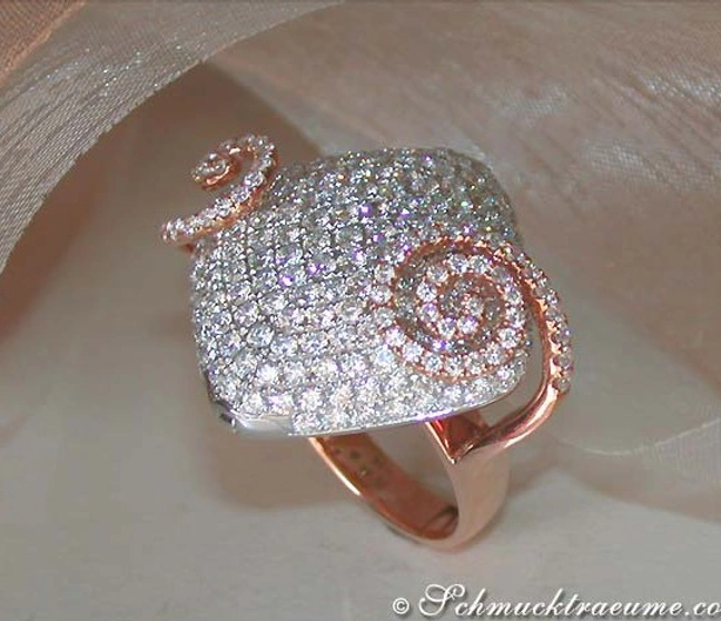 Raffiniertes Brillanten-Ring-Design mit Spirale aus Weiß- & Roségold Raffiniertes Brillanten-Ring-Design mit Spirale aus Weiß- & Roségold