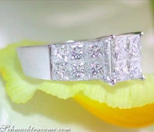 Edler Princess Diamanten Ring mit 2.440 Karat TW VS in Weißgold 750
