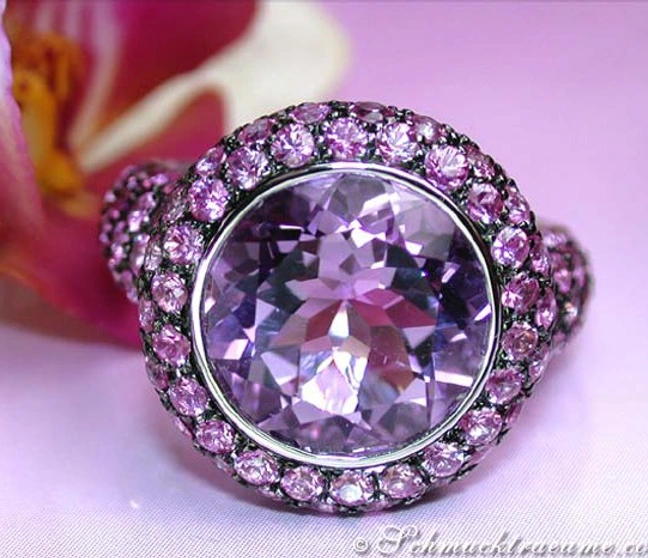 Prachtvoller Amethyst Ring mit pinken Saphiren - Image 1 Prachtvoller Amethyst Ring mit pinken Saphiren - Image 1