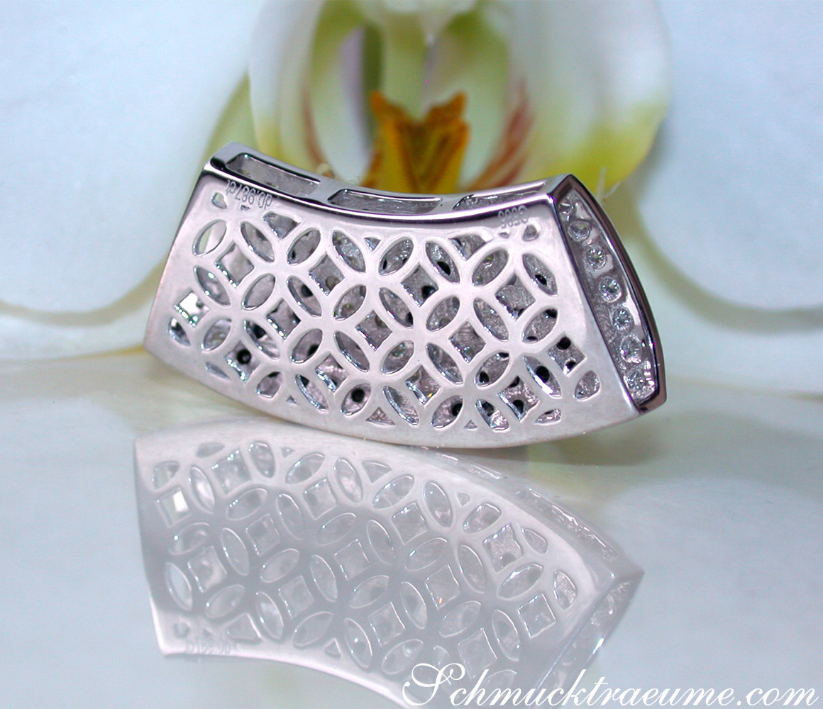 Zick-Zack-Anhänger aus Weißgold mit schwarzen und weißen Diamanten