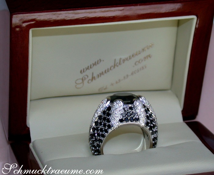 Opulenter Onyx Ring mit schwarzen & weißen Diamanten - Image 9
