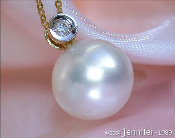 Edler Südseeperle Brillant Anhänger mit Kette - Image 2