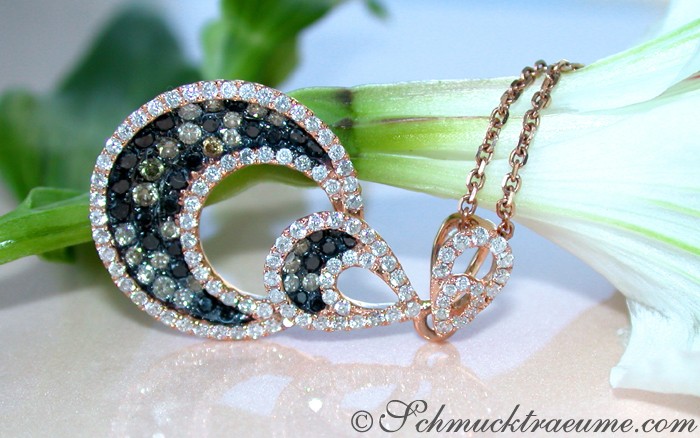 Interessanter Anhänger mit naturbraunen, weißen & schwarzen Diamanten - Image 3