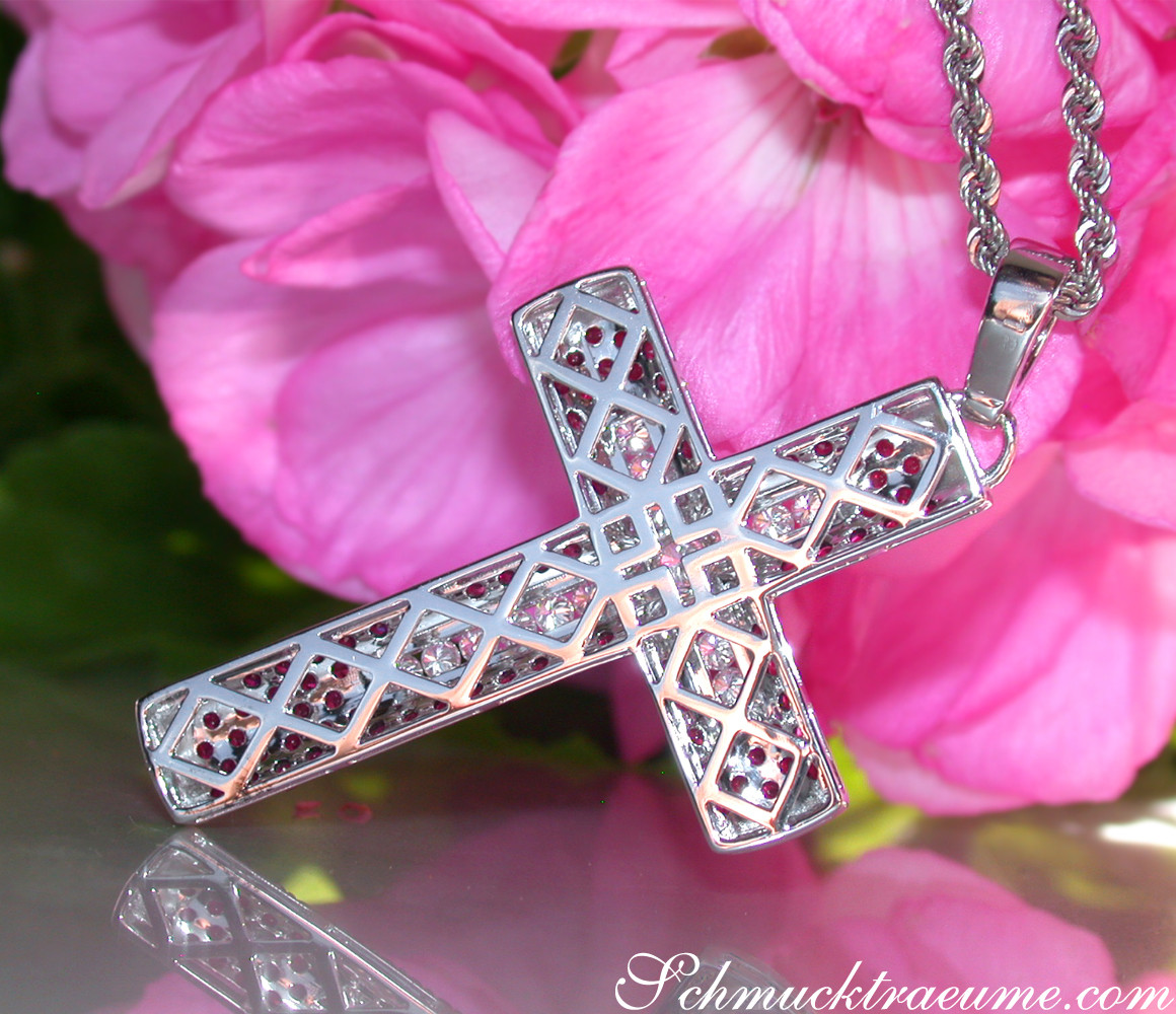 Grandioser Kreuz in Kreuz Anhänger mit Rubinen - Image 9