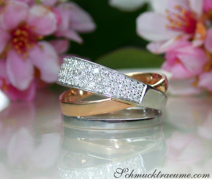 Mehrreihiger Diamanten Ring in Weißgold und Roségold - Image 6