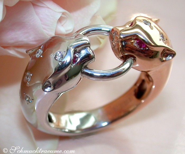 Feinster Panther Ring mit Diamanten in Weißgold & Roségold - Image 5