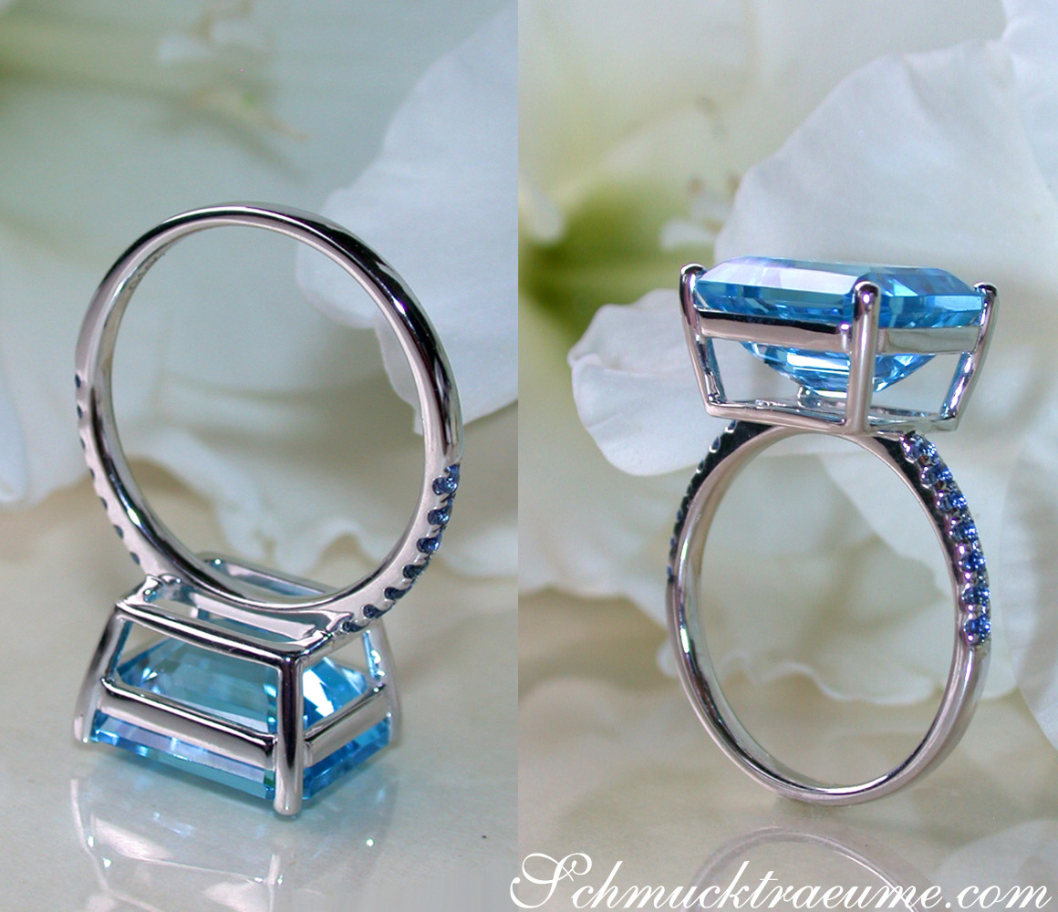 Auffallender Blautopas Ring mit Saphiren - Image 11
