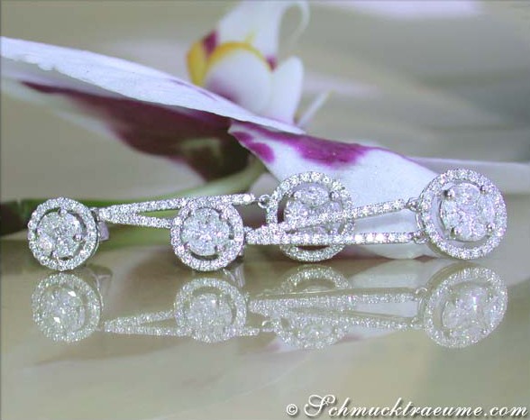 Illusion-Design-Diamant-Ohrhänger in Weißgold, 2.200 Karat, TW SI/VS