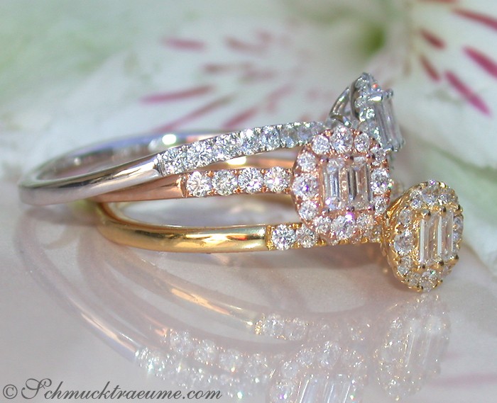 Verzierte Diamant-Ringe aus Weiß-, Gelb- & Roségold, detailreich, elegant gestaltet