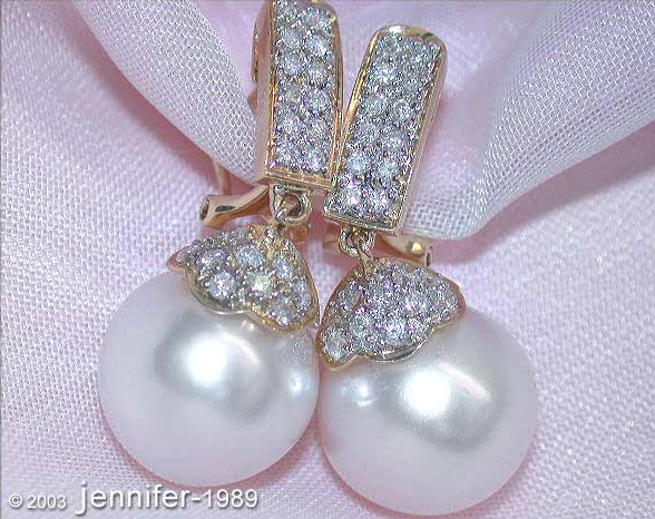 Elegante Südseeperlen Ohrstecker mit Brillanten in Gelbgold 750 - Image 5
