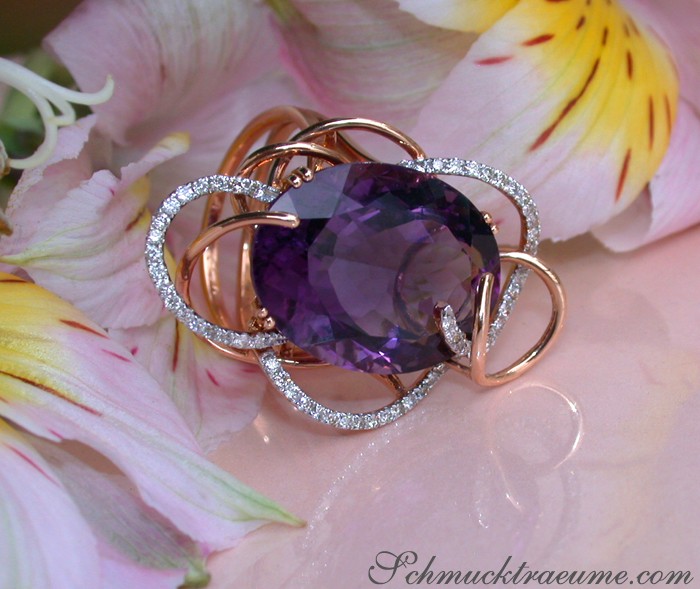 Außergewöhnlicher Amethyst Ring mit Diamanten - Image 4