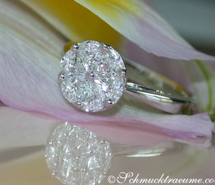 Illusion-Design Diamant-Ring mit Marquise und Princess-Cut, 0.590 Karat, TW SI, Weißgold 750