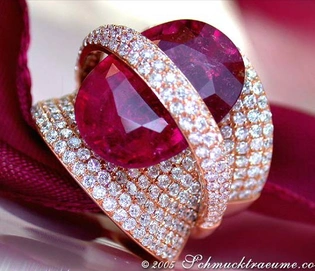 Überdimensionaler Rubellit-Ring mit Diamanten in Roségold 750