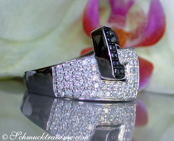 Extravaganter Gürtel Ring mit schwarzen Diamanten - Image 6