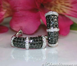 Schwarze Diamant-Ohrstecker in Weißgold, elegant und glitzernd
