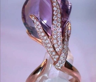 Raffinierter Amethyst-Ring mit Diamanten in Roségold 750