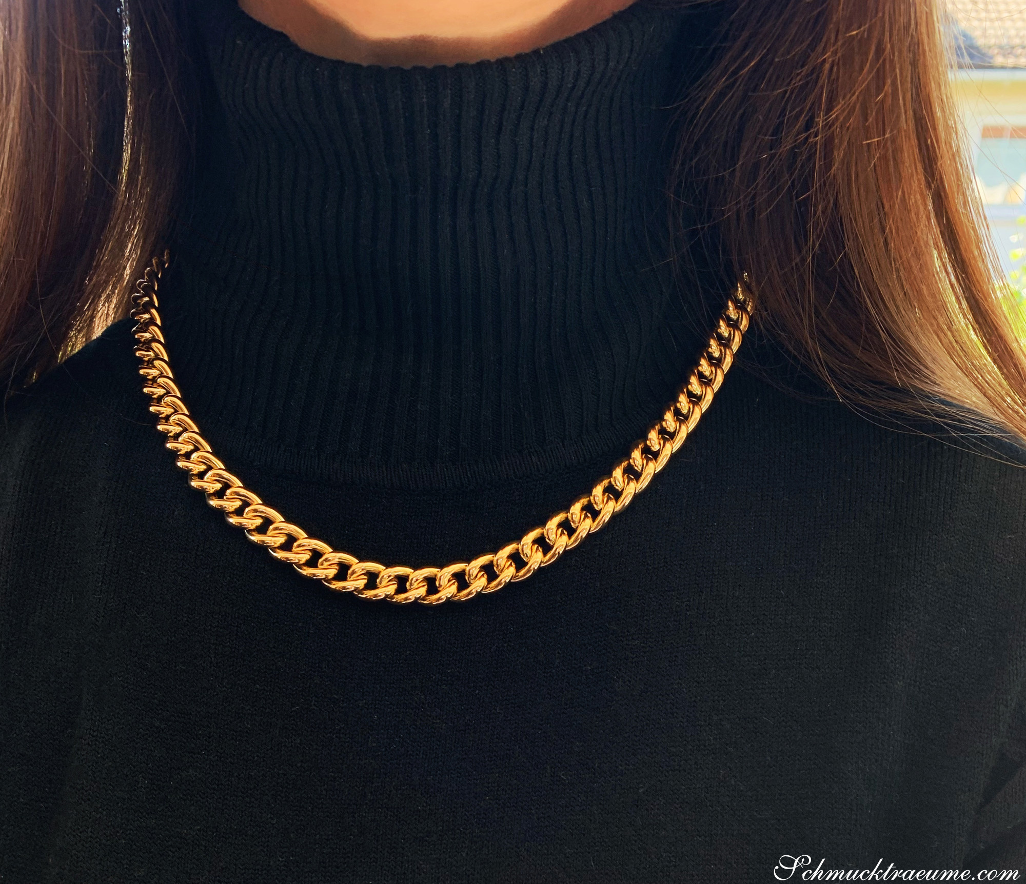 Goldener Panzer Collier in Gelbgold 585, detailreiches Design, elegantes Halsband