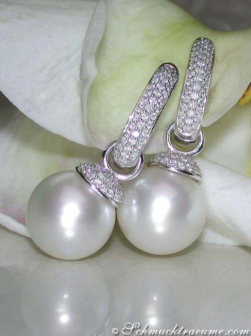 Wandelbare Südseeperlen Brillanten Ohrgehänge / Anhänger - Image 13