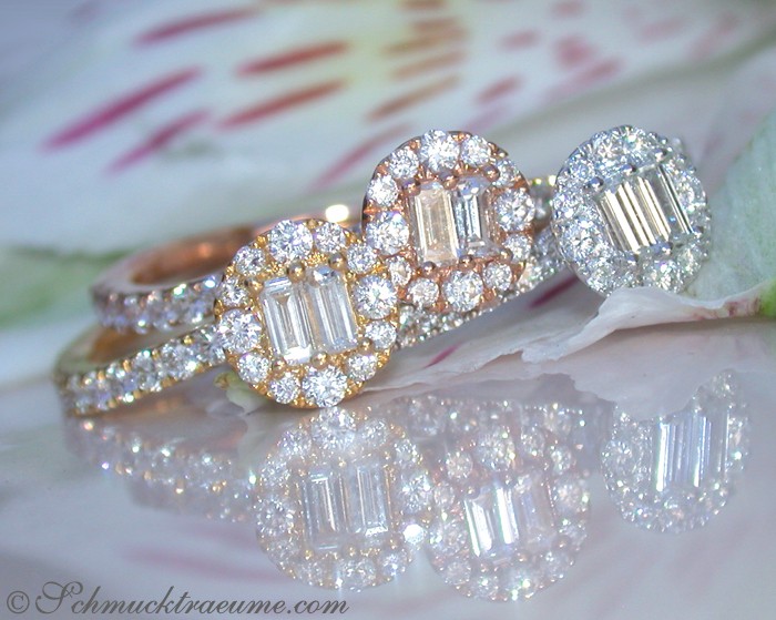 Stacking-Ringe aus Weißgold mit Brillanten, Detailaufnahme