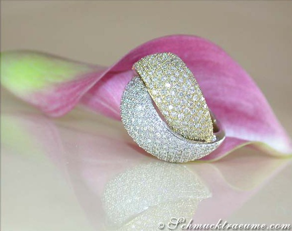 Auffallender Brillanten Ring in Gelbgold und Weißgold - Image 4