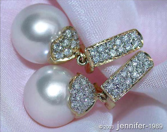 Elegante Südseeperlen Ohrstecker mit Brillanten in Gelbgold 750 - Image 6