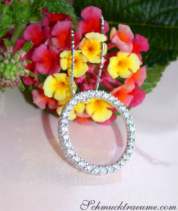 Eleganter Diamant Kreis Anhänger in Weißgold 750 - Image 4