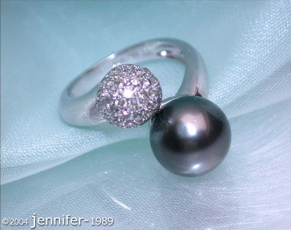 Bezaubernder Tahitiperle Ring mit Brillanten Pavé Kugel - Image 3