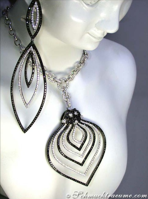 Extra lange Ohrringe mit schwarzen Diamanten (7,80 cm) - Image 3