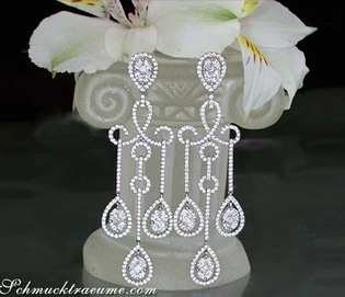 Illusion-Design-Ohrgehänge aus Weißgold 750 mit 4.610 Karat TW VS Diamanten