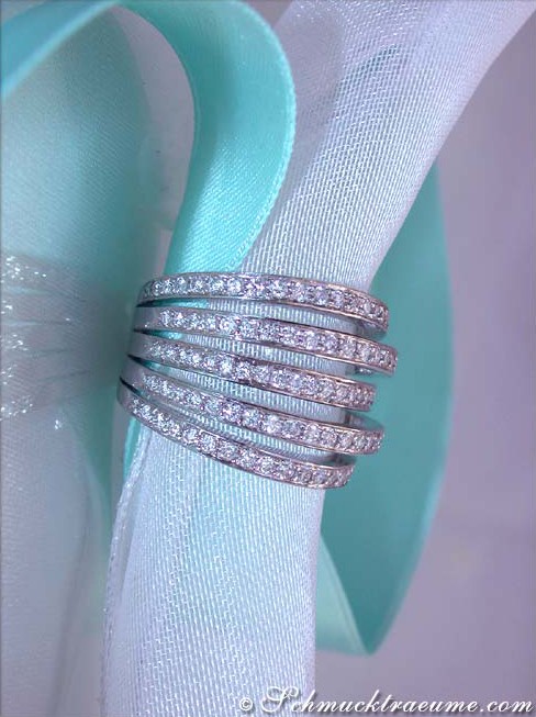Mehrreihiger Brillanten Ring in Weißgold 750 - Image 5