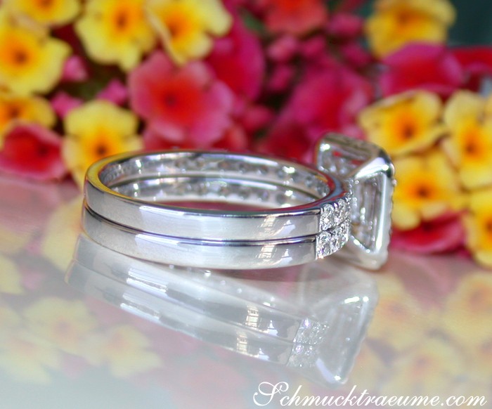Exquisiter Diamant Verlobungsring mit Baguette- und Brillantschliff, Weißgold 750