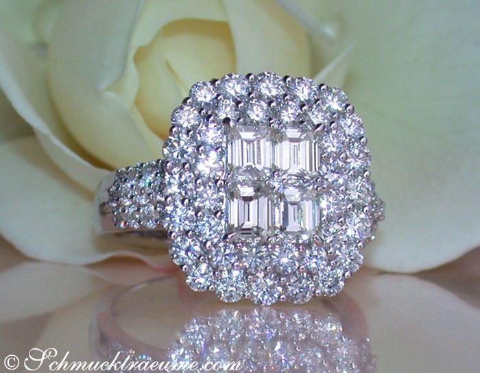 Luxuriöser Diamantring mit 2.850 Karat, TW+ IF/VVS, in Weißgold 750