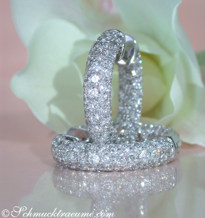 Hochkarätige Brillanten Pavé Creolen (Ø 2,40 cm) - Image 3