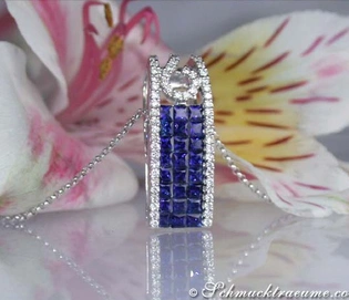 Blumenhintergrund, Saphir-Anhänger mit Brillanten, elegant, detailreich, edel, Schmuckträume.com