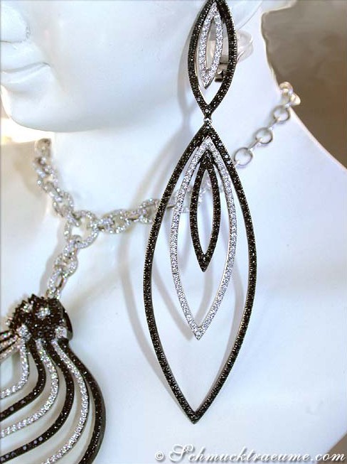 Extra lange Ohrringe mit schwarzen Diamanten (7,80 cm) - Image 6