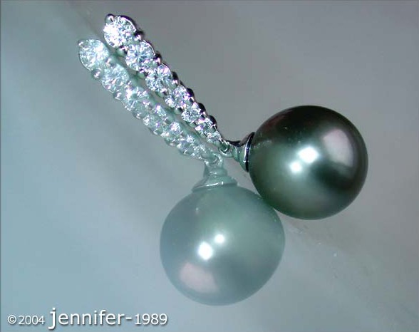 Eleganter Tahitiperle Anhänger mit Brillanten in Weißgold 750 - Image 3