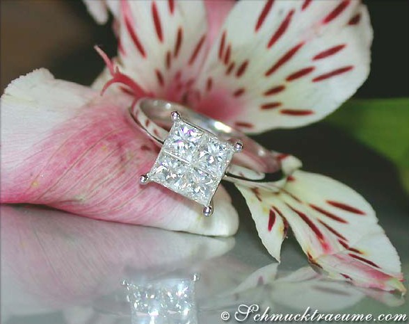 Prinzessinnen-Diamant-Ring mit 0,91 ct. in Weißgold 750