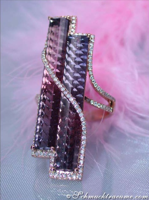 Auffallender Rosé Turmalin Ring mit Brillanten - Image 5