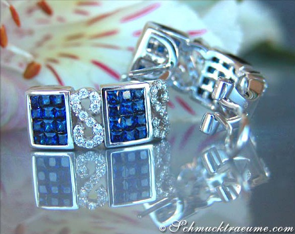 Aparte Saphir Ohrringe mit Brillanten - Image 4