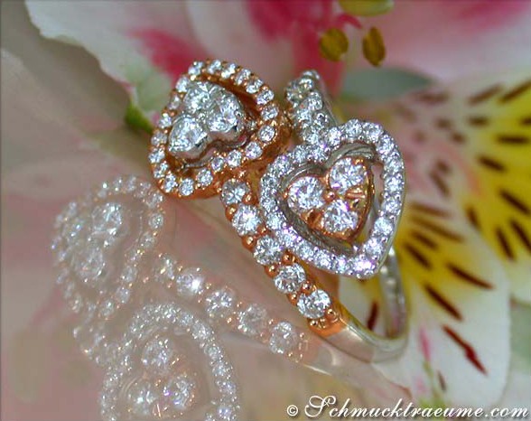 Exquisiter Diamanten Doppel Herz Ring - Image 5