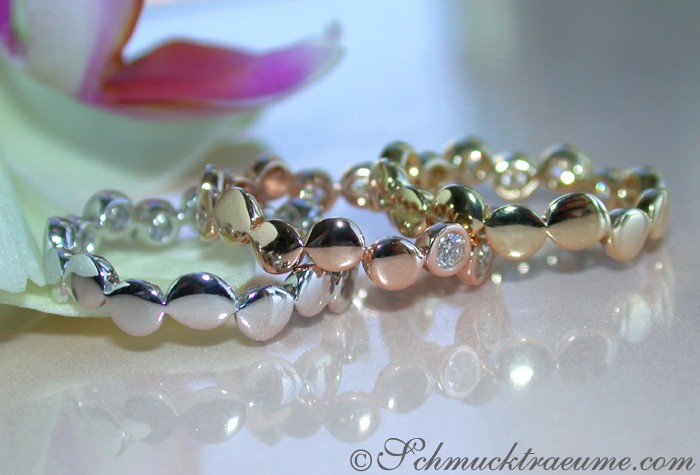 Brillanten-Memory-Ringe aus Weiß-, Gelb- & Roségold 585, detaillierte Ansicht