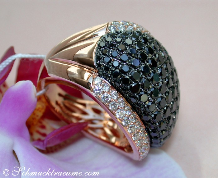 Opulenter Roségold Ring mit schwarzen Brillanten - Image 6