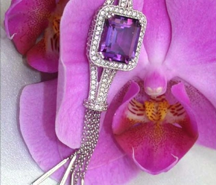 Weißgold 750 Collier mit Amethyst und Brillanten