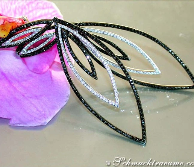 Extra lange Ohrringe mit schwarzen Diamanten (7,80 cm) - Image 1 Extra lange Ohrringe mit schwarzen Diamanten (7,80 cm) - Image 1