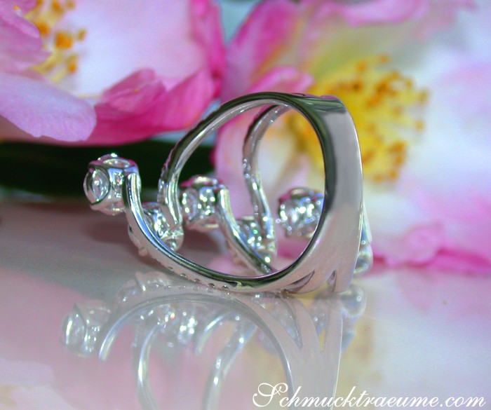 Detail des Diamantringes mit Marquise-Steinen in Weißgold 750