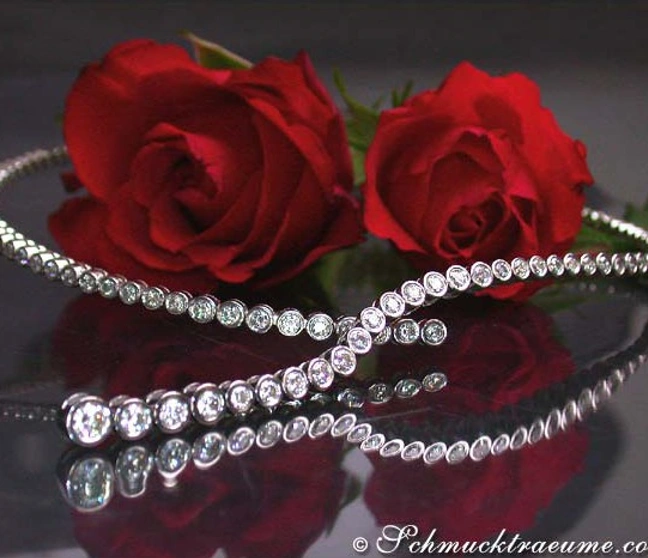 Rot-weißes Rosenbild mit Diamantcollier Rot-weißes Rosenbild mit Diamantcollier