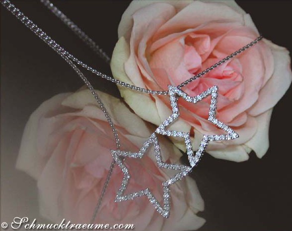 Diamant-Stern-Anhänger in Weißgold mit 0.70 Karat W SI